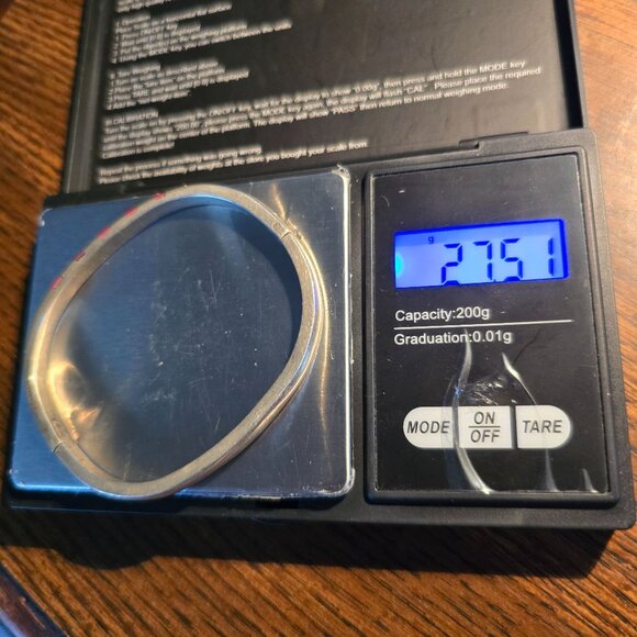 Taxco Sterling Silver Red Coral Inlay Bracelet Hinged Bangle 7" Modernist VTG - Picture 12 of 12